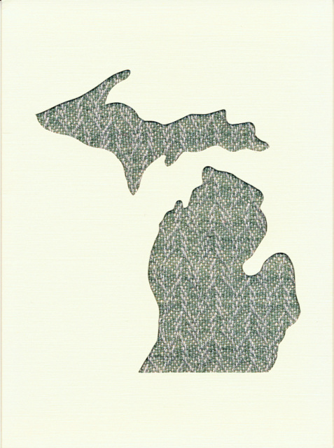 5 Pack of Michigan Note Cards with handwoven fabric